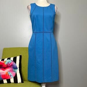 Lands End Blue Sleeveless Sheath Dress 4 Cocktail Work